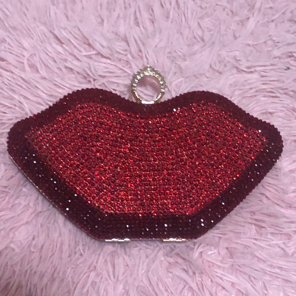 Red Lip-Shaped Clutch